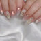 JUSTOTRY 24 Pcs Aurora Almond Short False Nails,French Moon and Stars Press on Nails Pattern,Glossy Fake Nails Short,Oval Medium Stick on Nail for Women and Teens Nail Art