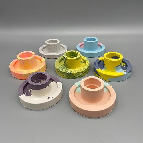 Einzigartige handgefertigte Jesmonite Kerzenständer: Entdecken Sie stilvolle Unikate für Ihr Zuhause! (Mamor Neon)