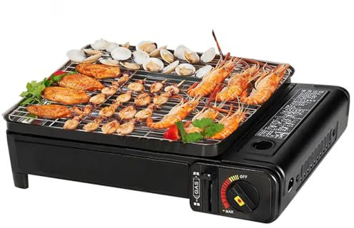 Griglia a gas portatile a butano, barbecue da tavolo, griglia coreana per barbecue per cucinare all'aperto, campeggio o tailgating | Cottura arrostita fritta con custodia per il trasporto | Piastra in