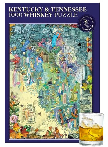 Kentucky & Tennessee Whiskey 1000 Piece Hand-Drawn Jigsaw Puzzle for Adults