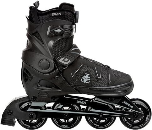 Raven Pulse Inline Skates Inliner für Kinder und Erwachsene OPTIONAL 2in1 mit Schlittschuhen verstellbar (PRO Black ohne Kufen, 43-46 (28-30,5cm))