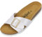Palado Pantoletten Damen Tinos - bequeme Sandalen Made in Spain - elegante Hausschuhe mit Kork-Fußbett - modische Sommerschuhe Weiß Metallic UK6 - EU39