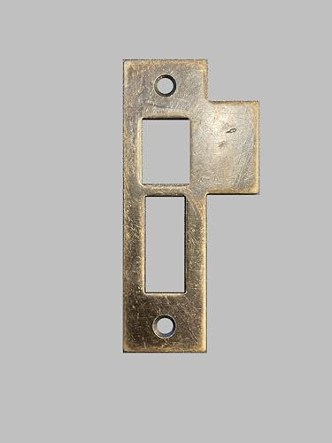Generic 3-1/2 Antique Brass Door Strike Plate Latch for Mortise, Striker, Keeper, Replacement, Solid Brass, 3.5, 312AB