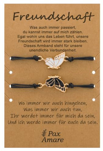 Pax Amare Freundschaftsarmbänder für 2 mit Süße Schmetterling - BFF Armband für Mädchen & Damen