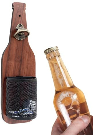 Bottle Opener with Cap Catcher, Bottle Opener Wall Mounted, Beer Bottle Opener, Beer Bottle Cap Storage Rack, Personalised Bottle Opener for Beer Lovers, Kitchen, Home Outdoor Bar Accessory