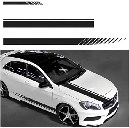OKIIO Auto Aufkleber Vinyl Racing Streifen Aufkleber für Audi Q5 2013-2023, Auto Racing Karosserie Seite Streifen Aufkleber Rock Dach Haube Stoßstange Dekoration Zubehör,A-Black