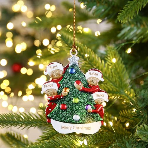 Jeweidea Personalisierte Weihnachtsanhänger mit Namen Weihnachtsbaumschmuck Holz 2024 Weihnachtsdeko Holz Aufhängen (B-Namen 4)