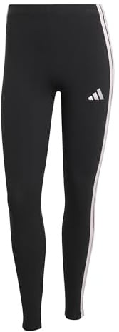 adidas Women's Essentials 3-Stripes Cotton Leggings Tights, Black/Clear Pink, XXL