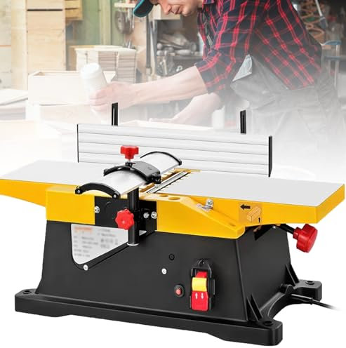 HNBYLMM Raboteuse d'établi, dégauchisseuse électrique 1800W, raboteuse pour le travail du bois 12 000 tr/min, raboteuse d'établi robuste avec lame en acier au silicium et moteur en cuivre