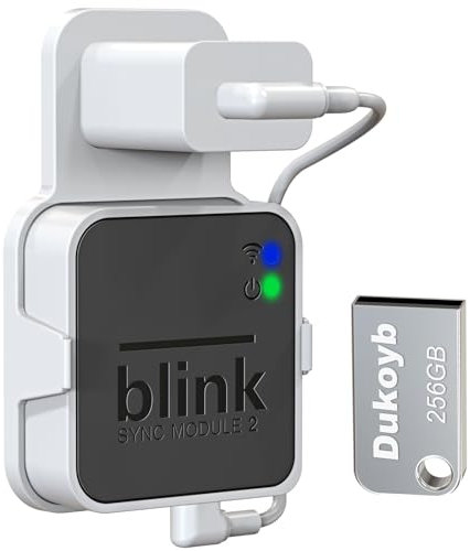 256GB USB Flash Drive and Outlet Wall Mount for Blink Sync Module, with Short Cable Easy to Move, Space Saving, Local Video Storage for Outdoor/Indoor Camera (Sync Module 2 Not Included)