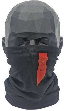 0-FINITY® Multifunktionstuch Maske Schal Bandana Mützen Halstuch Gesichtsmaske Nackenschutz Motorrad Fahrrad Sport taktisch taktisch Alle Jahreszeiten Herren Damen One Size, Schwarz mit rotem Logo,