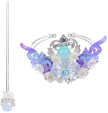 Gogogmee Hanfu Haarschmuck Satz Traditionelle Chinesische Tiara Und Haarnadel Aus Legierung Retro Stil Haarschmuck Für Alte Chinesische Kostüme