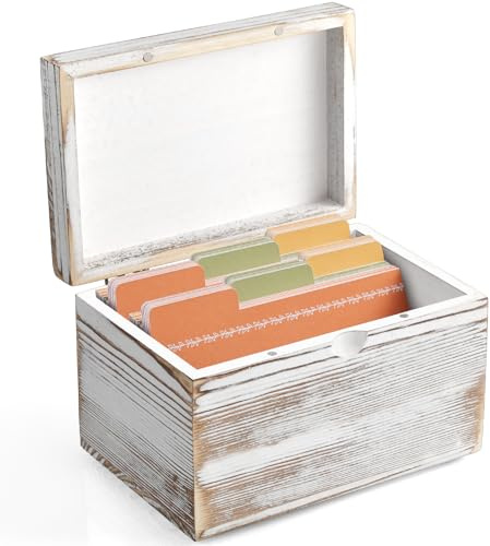 DRASTAR Karteikartenhalter, Karteikarten-Organizer, 7,6 x 12,7 cm, Karteikartenhalter mit Trennwänden für Schreibtisch, Karteikartenaufbewahrung, Notizkartenbox, Retro-Weiß
