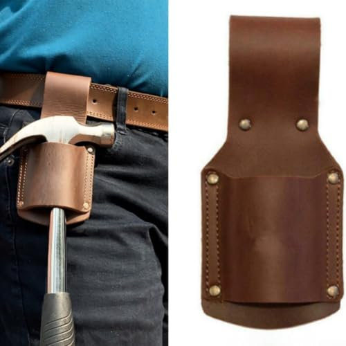 Leather Axe Holster With Belt Loop - Handle Tool Holder - Portable Waist Holster For Hammers, Axe, For Outdoor Adventure(Black)