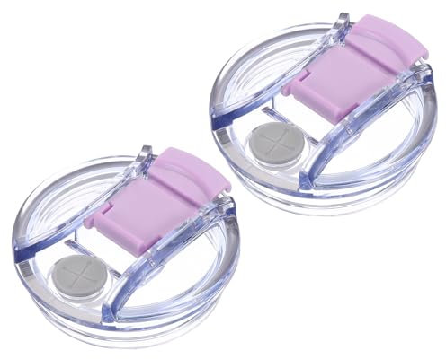 sourcing map 2Pcs Lids Replacement for Tumbler Cup 30oz, Spill Proof Lid Stopper Straw Cup Lid, Leak Proof Splash Resistant Cover Lid for Cold Drinks, Purple