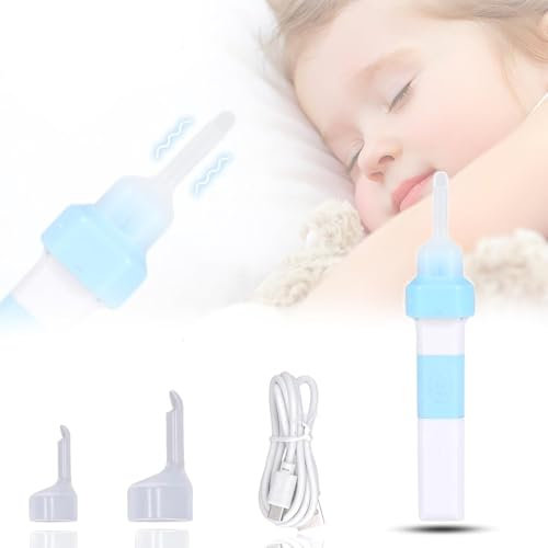 Ohrreiniger, hohe Saugleistung, elektrischer Ohrsauger aus Silikon mit Licht und 2 weichen Aufsätzen und USB-Ladekabel für Babys, Erwachsene