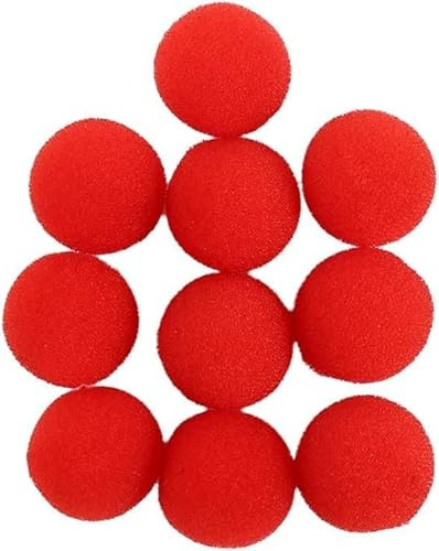 10 Stück rote Schwammbälle, Finger-Schwamm-Ball, Zauberball, Neuheit und Gag Nahaufnahmen, magische Requisiten, klassische Komödie Trick-Requisiten, Zubehör (3,5 cm)