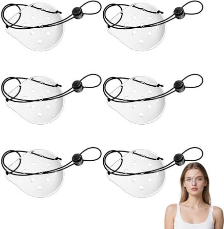 6 Stück Transparent Augenklappen, Augenklappe Medizinisch für Erwachsene, Augenklappe aus Kunststoff Bequeme Augenschutz nach Operationen mit Verstellbarem Seil