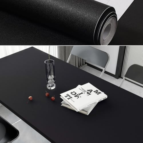 80cm×3m, Black Vinyl Wrap for Furniture Stickers, Black Vinyl Self Adhesive, Matt Finish Sticky Back Plastic Roll, Plastic Wrap for Furniture Makeover, Durable Contact Paper Self Adhesive Wallpaper
