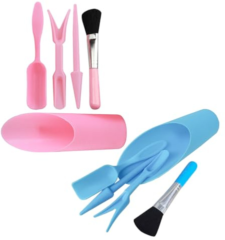 iplusmile 2 Ensembles Kit Jardinage Rose et Bleu Outils de Transplantation Doux avec Brosse de Nettoyage Pelle Miniature et Seau pour Soins des Plantes Bonsaï et Jardin Intérieur
