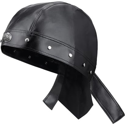 Eigso Punk Biker Cap für Männer Frauen Bike Leder Bandana für Motorrad
