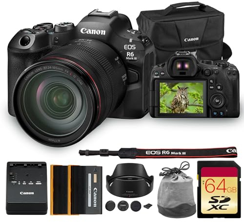 Canon EOS R6 Mark III Mirrorless Camera with 24-105mm f/4L is USM Lens | Full-Frame RF Camera with Advanced AF & 4K Video | for Weddings, Events & Creators + 64GB Card + LP-E6P Battery + 200ES Bag