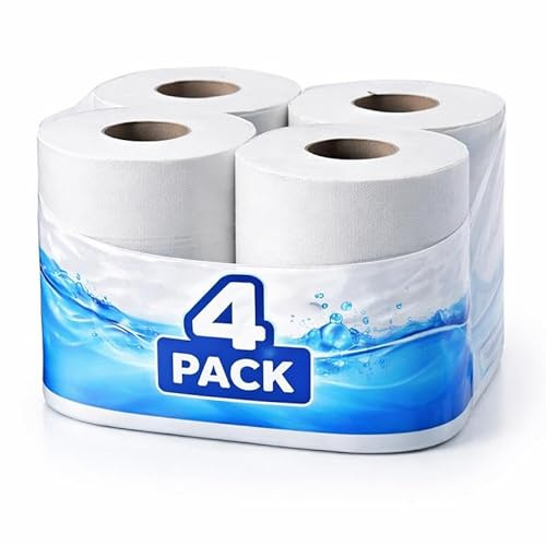 Quilted Toilet Roll, White 2-Ply, Pack of 4, 210 Sheets | Luxuriously Soft, Strong and Absorbent, Mini Rolls, Bulk Toilet Rolls