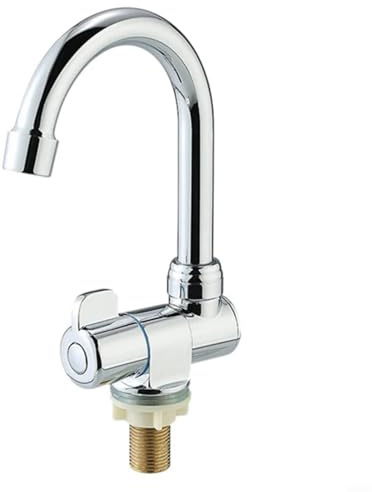 Glomc Robinet d'eau froide uniquement, robinet pliable pour camping-car avec rotation à 360 degrés et corps en acier inoxydable, filetage G1/2 compatible avec différents types d'éviers