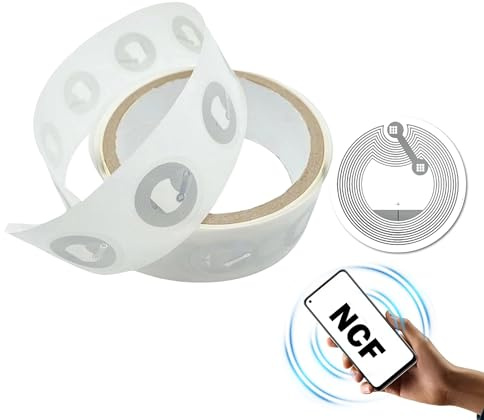 NTAG213 NFC Tags, 50 Stück NFC Chip Sticker für Smartphones, Wiederbeschreibbare RFID Tags mit 25mm Durchmesser, Kompatibel mit den Meisten Geräten und Anwendungen