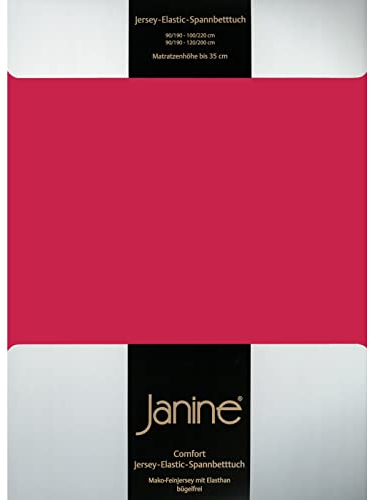 Janine Spannbettlaken Elastic - extra weiches und elastisches Spannbetttuch - für Matratzen 180x200cm bis 200x220cm rot