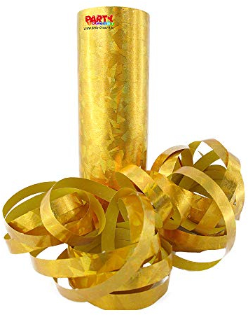 PARTY DISCOUNT Luftschlange Holographie Gold, 7 mm x 4 m