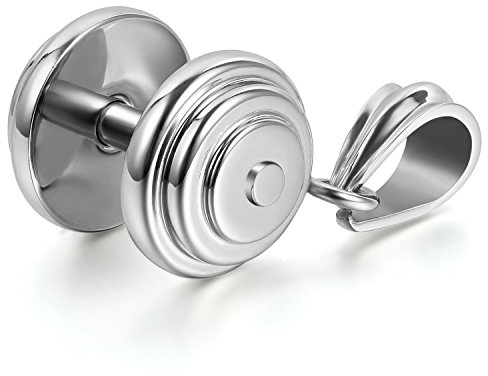 JewelryWe Schmuck Herren Halskette mit Fitness Hantel Anhänger, Edelstah55cm Kette, Silber