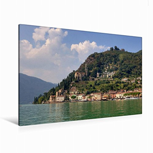Premium Textil-Leinwand 120 x 80 cm Quer-Format Morcote | Wandbild, HD-Bild auf Keilrahmen, Fertigbild auf hochwertigem Vlies, Leinwanddruck von Joana Kruse
