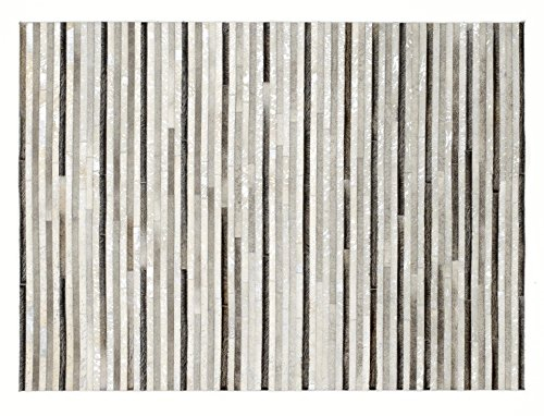 Mein Teppichmarkt Teppichträume werden wahr! MUHKUH BAR Rinderfell Lederteppich Patchwork in Silber, Größe: 170x240 cm