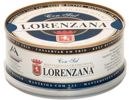 Mantequilla asturiana tradicional LORENZANA con sal.(varios formatos).Envío GRATIS 24h. (Lata de 250gr (pack de 4))
