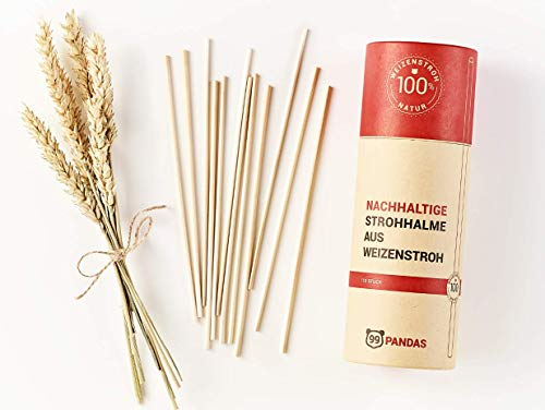 99PANDAS® Pajitas sostenibles y estables de trigo (110 unidades) | 100% naturales, veganas y sin plástico