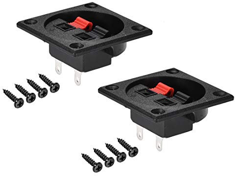 sourcing map 2 Ways Spring Speaker Terminal Clip Push Release Connector Audio Cable Terminals Strip Block Black Red WP2-7 2Pcs
