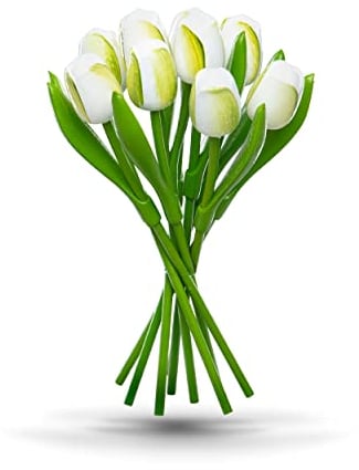 Bouquet di tulipani in legno, 9 tulipani in legno bianco dipinti a mano, altezza 34 cm, regalo, compleanno, decorazione, matrimonio, Made in Holland