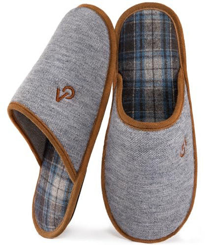 VeraCosy Herren Hausschuhe Memory Schaumstoff Pantoffeln,Hellgrau,44/45 EU