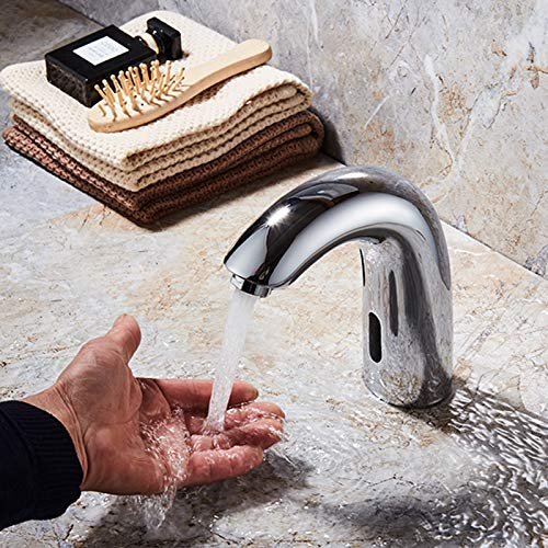 Wasserhahn Bad Infrarot Sensor Spültischarmatur Kaltwasserhahn Waschtischarmatur Automatische Einhebelmischer Mischbatterie Messing Waschtisch Armatur