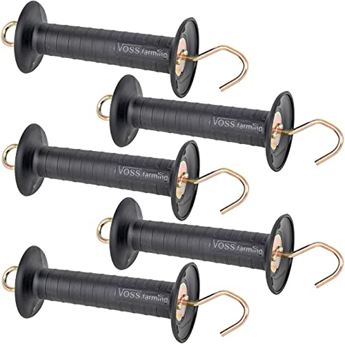 VOSS.farming 5X Torgriff mit Haken schwarz Weidezaun Griff breiter Handschutz mit Zugbegrenzung