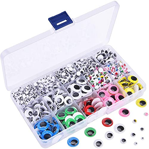 1500Pcs Autoadhesivo Ojos,Adhesivos Ojos de plástico Móviles Manualidades Ojos ojos adhesivos Ojos Plástico Adhesivos para Hacer DIY Artesanía Accesorios