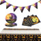 Yi'antai Vaisselle d’Halloween Set, Vaisselle Jetable en Papier pour Halloween, 1 Bannière, 1 Nappe, 10 Assiette, 20 Serviette, kit Halloween Party Décoration Vaisselle Table