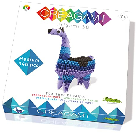 Creagami 3178726 Origami 3D, Papierskulptur Lama, Bastelset für Erwachsene und Kinder ab 7 Jahren, 346 Teile