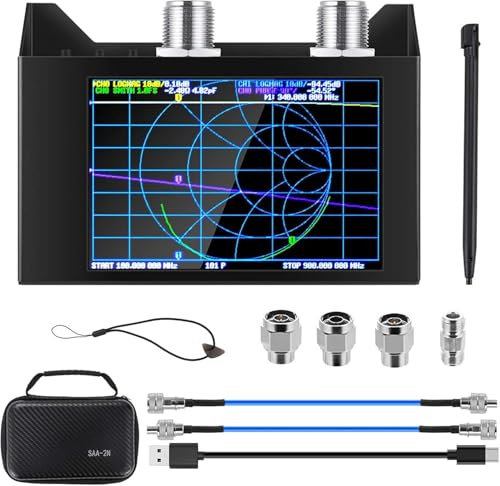 AURSINC NanoVNA SAA-2N V2.2 Analyseur de réseau vectoriel, 50KHz-3GHz 4 Écran tactile HF VHF UHF VNA Analyseur d’antenne Radio amateur avec sac de rangement, Mesure des paramètres S, Duplexeur, VSWR
