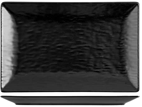 H&H 6 piatti in stoneware wavy nero rettangolare 30x20
