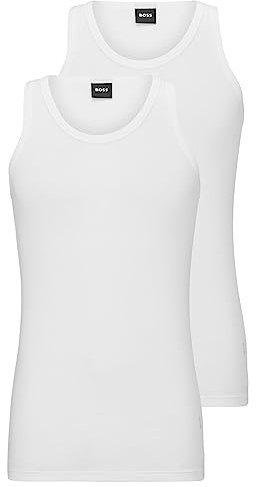 BOSS Herren Tank Top 2P Modern Zweier-Pack Unterhemden aus Stretch-Baumwolle mit Logo-Print
