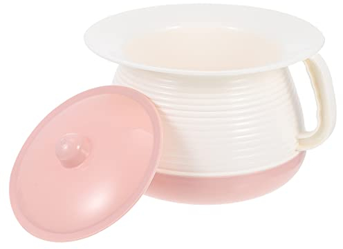 DOITOOL Pot à urine en plastique avec couvercles, portable, pour toilettes, pour femmes, hommes, personnes âgées, personnes handicapées - Rose