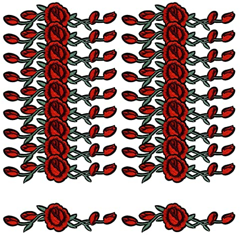 Woohome 20 Stück Rose Patch Sticker, Rose Patches zum Aufbügeln Flicken Patches für Basteln, Nähen, Bekleidung