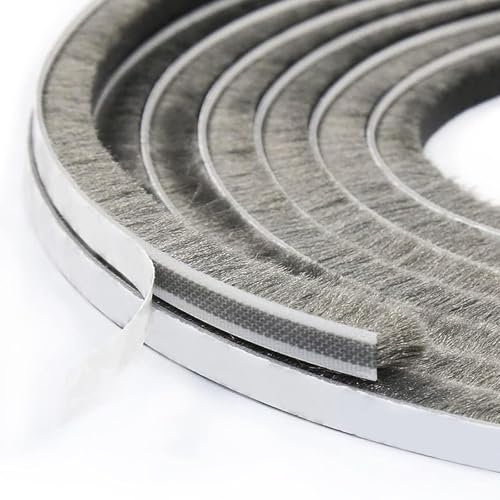 Eiarrnp Burletes para Ventanas Sellos de Peluche, Sellado de Cepillo Adhesivos para Puerta Ventana 5m x 9mm(brecha de 4.5 a 7.5 mm) Sellos de a prueba de ruido a prueba de viento y polvo